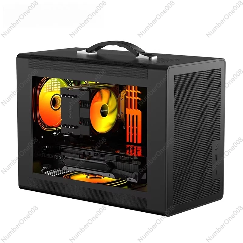 

Портативный корпус для ПК P60 MATX, боковая панель из закаленного стекла с ручкой, поддержка видеокарт до 350 мм и Type-C, совместимость с Mini ITX
