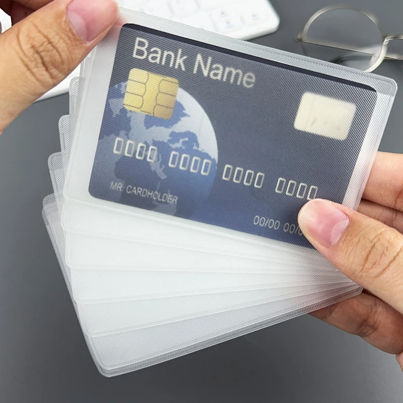 12pc Transparent PVC Card Protector Waterproof Anti-Magnetic for ID Bank Card Bus Card Holder Travel Office Use Card Protector