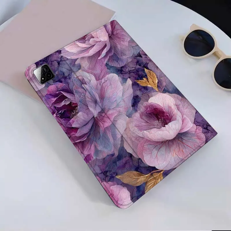 Purple flower design texture For Xiaomi Redmi Mi Pad 2 4 5 6 6s 7 8 11 12.5 12.4 11.2 8.7 SE Pro Plus Max Cover Tablet Case
