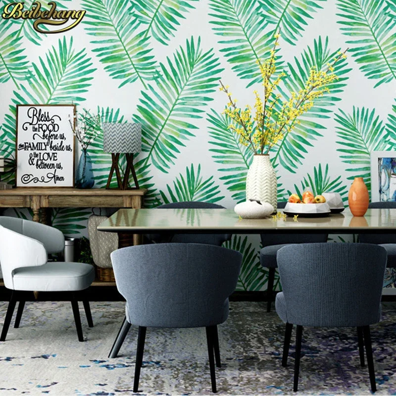 beibehang Nordic leaves non-woven Palm leaf wallpapers for living room bedroom wallpaper for wall papers home decor murals roll
