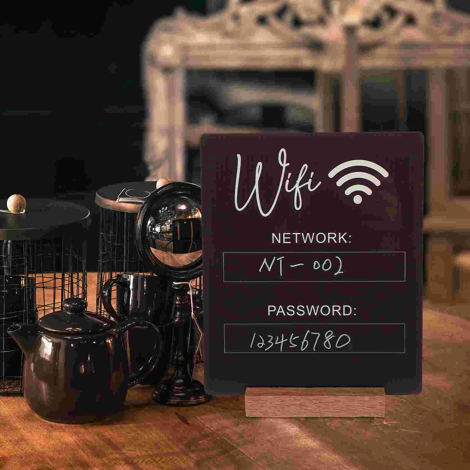 Wifi Password Sign Account Hotel Rete wireless Tavolo da pranzo Promemoria Supporto Acrilico per la casa