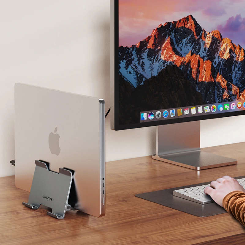 CABLETIME ขาตั้งแล็ปท็อปแนวตั้งที่วางแรงโน้มถ่วงขาตั้งอลูมิเนียมอัลลอยด์รองรับโน้ตบุ๊คสําหรับ MacBook Pro Air Surface Dell HP Holder