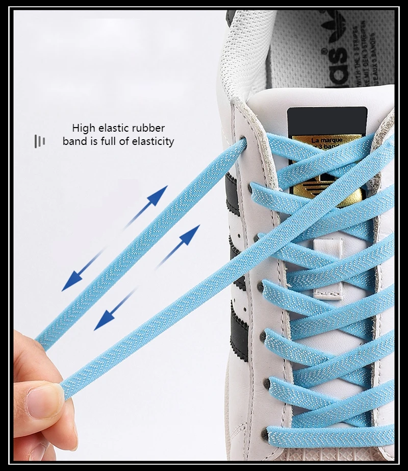 1 Paar elastische Schnürsenkel, flache Schnürsenkel mit Druckknopfverschluss, ohne Krawatten, einfach zu installieren, schnell anzuziehen und zu entfernen, Lazy Shoes Lace – Detail 4