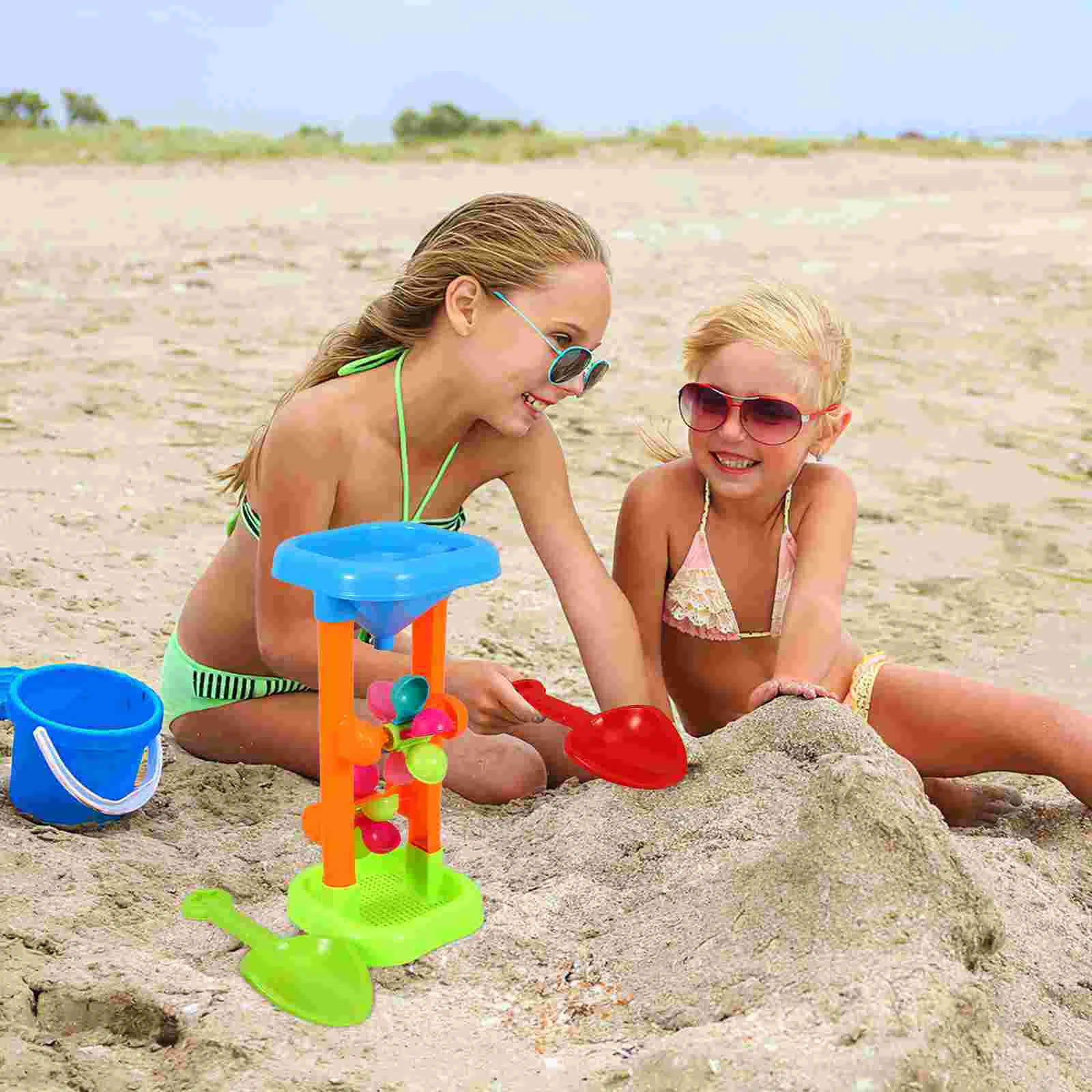 Hourglass Beach Sand Toy for Kids Toddler Outdoor Toys Water Sandbox Wheel Tower Boys Bunker Child