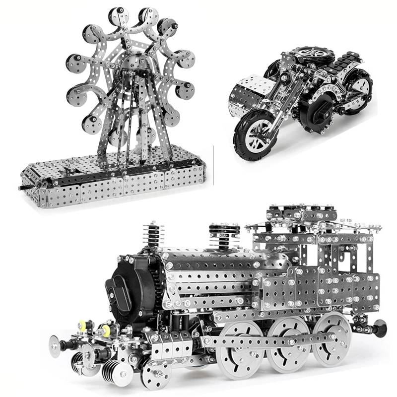 Adult Power Mechanical Assembly Building Block Boy Difficult Screw Nut Manual Assembly Motorcycle Model Metal Toy Gift