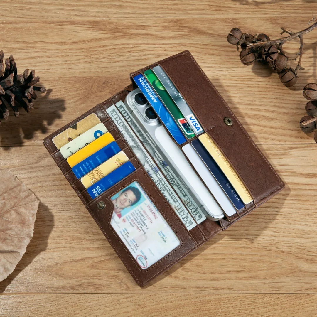 New wallet men's high-end long ultra-thin multi-card wallet retro large-capacity clutch cross-border