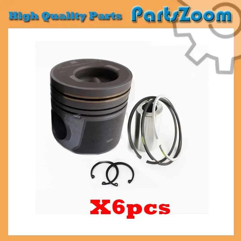 

New 6 Sets STD Piston Kit With Ring 5305838 Fit For Cummins L9.5 6LT9.5 Engine 116.5MM