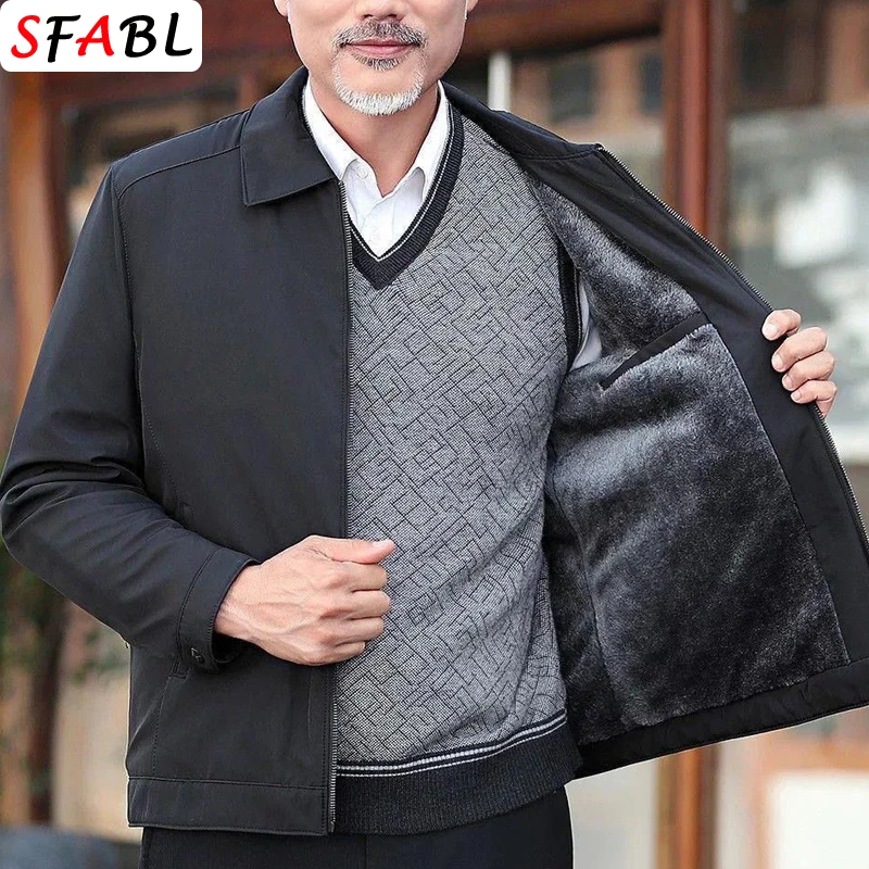 Winter Fleece Lining Jacket Men Thick Warm Winter Jackets for Men Autumn Blazer Office Dress Coat Social Formal Outerwear L-3XL