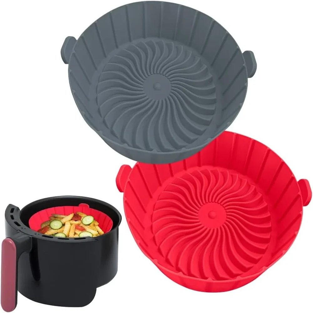 Silicone circular air fryer inner liner, reusable, heat-resistant baking tray, easy to clean, non-stick, safe for oven and micro