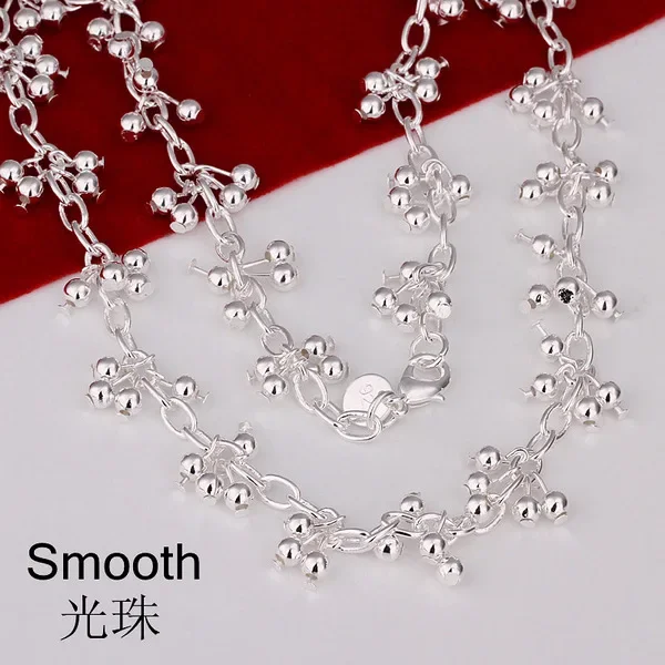 Hot fashion 925 Sterling silver beads chains necklaces for women luxury designer jewelry party wedding accessories Holiday gifts