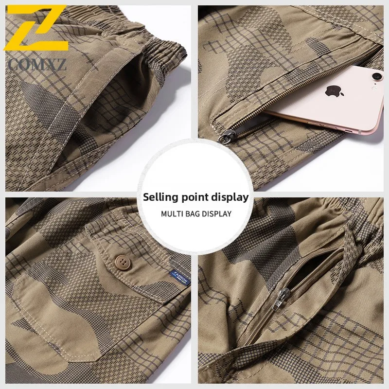 2025 جديد الصيف السراويل فضفاضة تنفس متعددة سستة جيب وظيفية السراويل الرياضية اليابانية كامو العمل السراويل كبيرة الحجم الرجال ارتداء