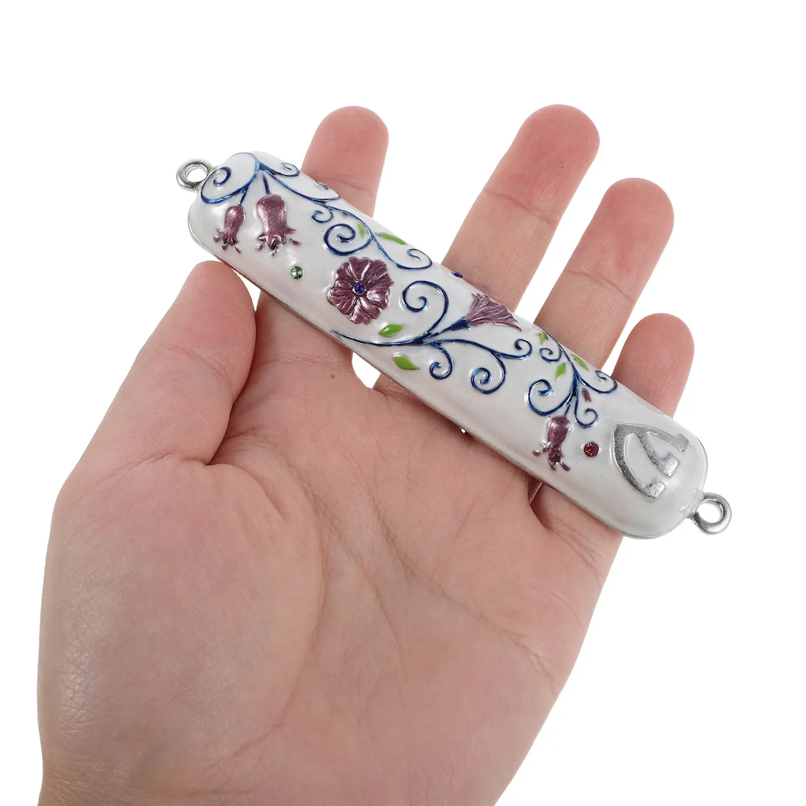 Jewish Mezuzah Case for Door with Scroll Included Handpainted Artistic Design Zinc Alloy Mezuzah for Entryway Wall Hangings