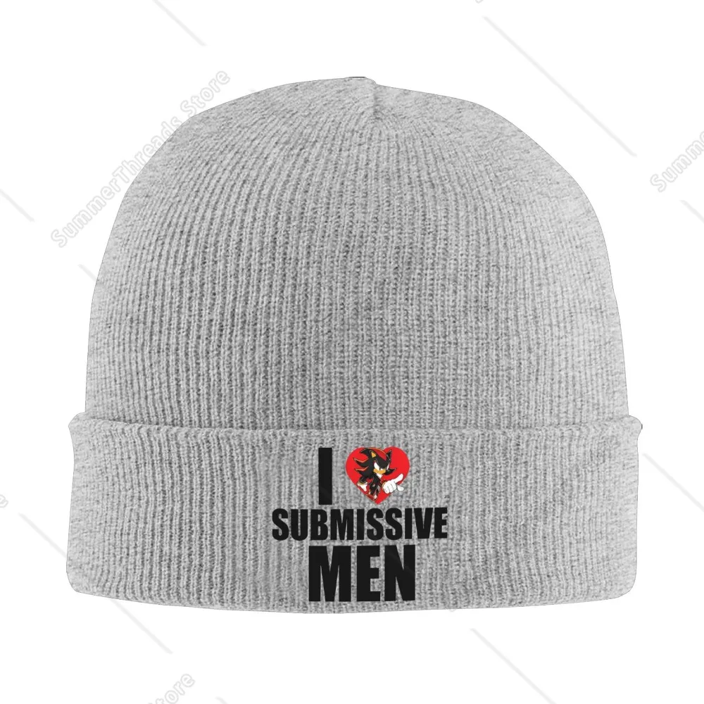 I Love Submissive Men shadows the hedgehog Knitted Hat for Women Men Skullies Beanies Autumn Winter Hats Acrylic  Casual Cap