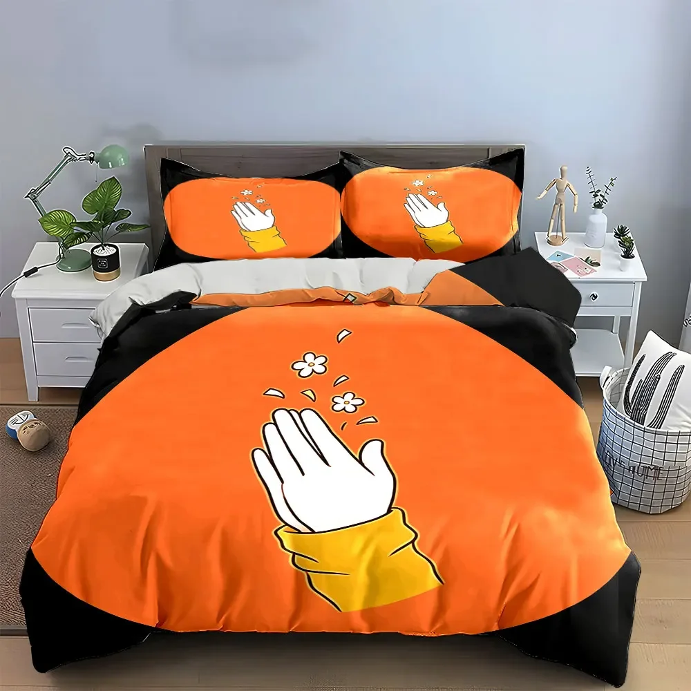 "Decorative Hand Art Stickers" Soft Comfortable Duvet Cover Bedding Set Included 1*Duvet Cover & 2*Pillowcases, gift