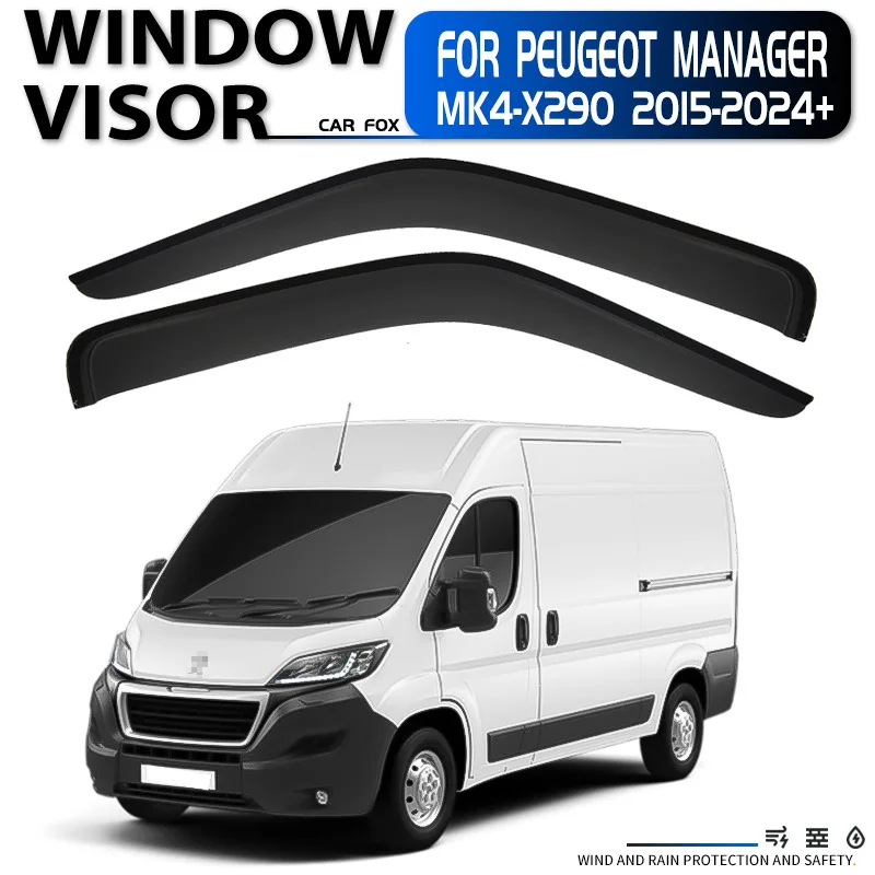 

Комплект из 2 дефлекторов на окна автомобиля для Peugeot Manager 2007-2025: защита от солнца и дождя, автоаксессуары