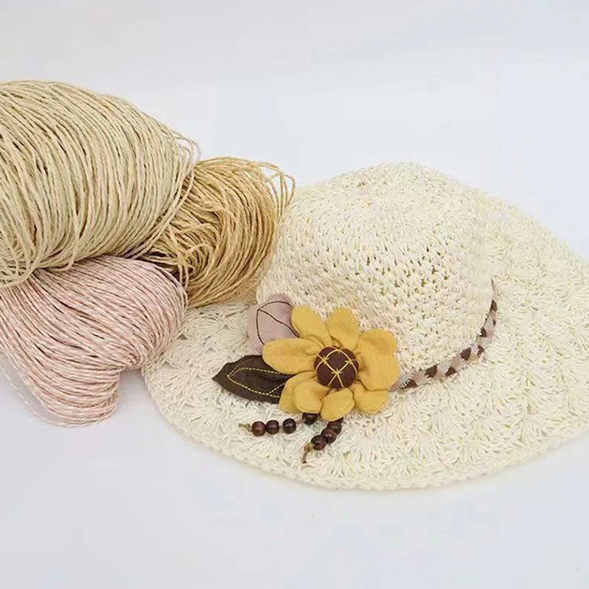 100g Raffia Straw Yarn Handmade Knitting Summer Hat Bags Crocheting Yarn For Handcrafts Material