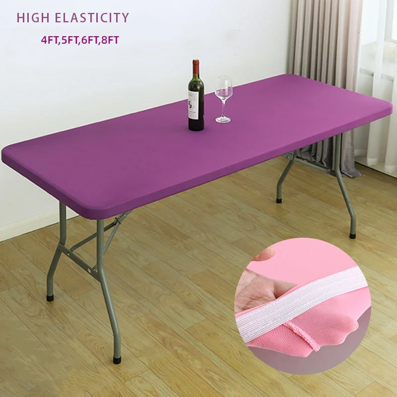 

10pcs/pack 4ft 5ft 6ft 8ft Fitted Stretch Table Cover Bed Cover Table Rectangular Cocktail Tablecloth for Wedding Banquet