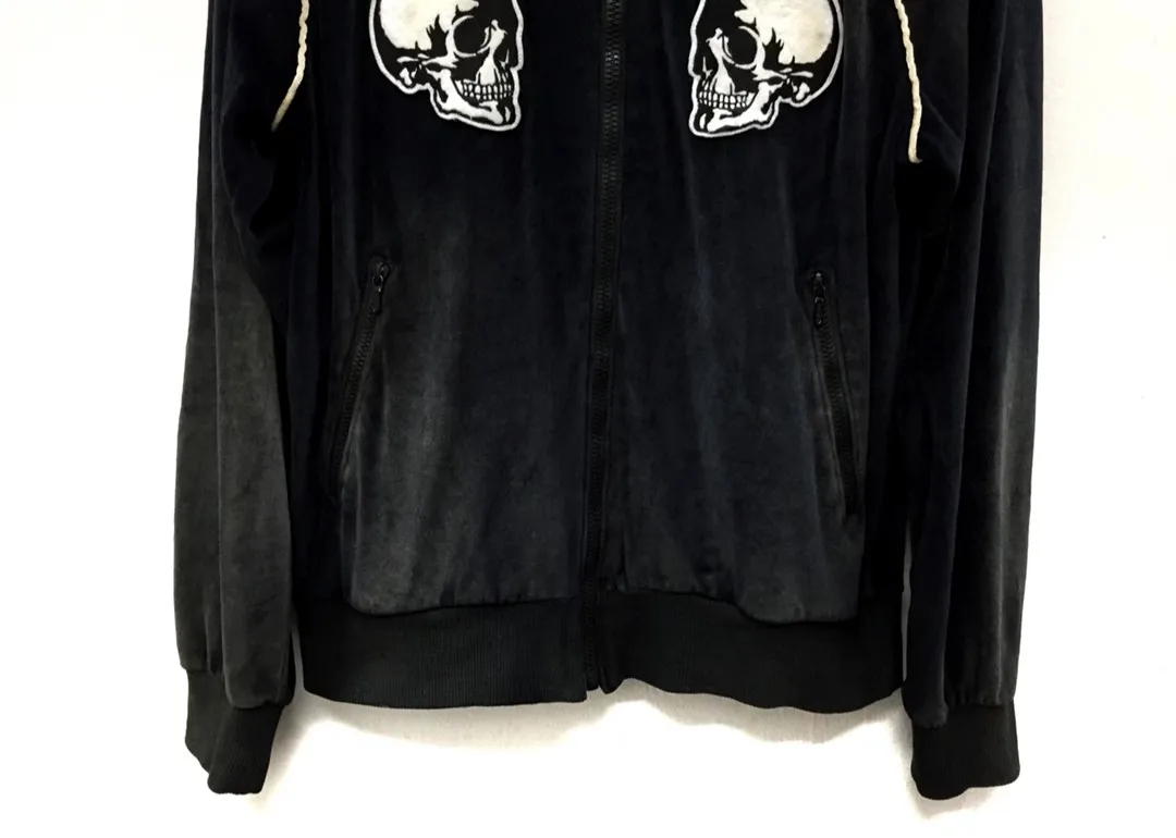 2024 Number Nine Velours Skull Velvet bestickte Reißverschlussjacke WY926