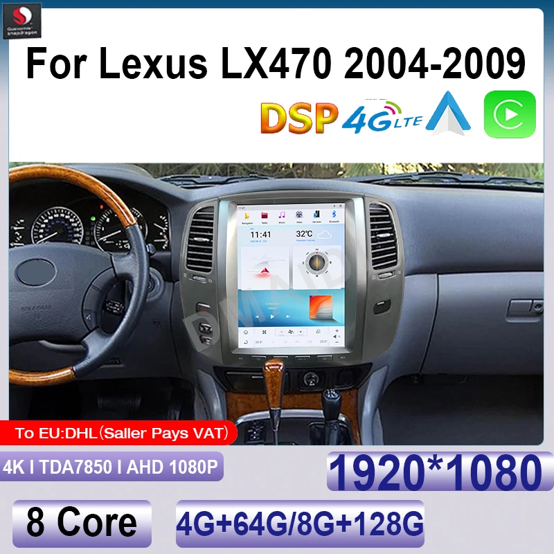 

Qualcomm Android 11 For Lexus LX LX470 2004-2006 12.1Inchs Car Radio CarPlay Multimedia Video Player Autoradio Stereo BT Google