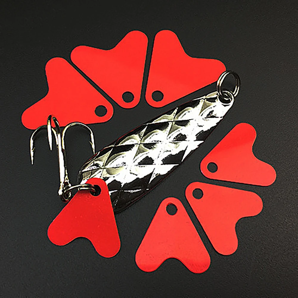 80 قطعة ملعقة صيد سمك السلمون المرقط الترتر إغراء البلاستيك الأحمر شكل قلب المغازل ملحق الطعم هوك الترتر جذب الأسماك Pesca #2