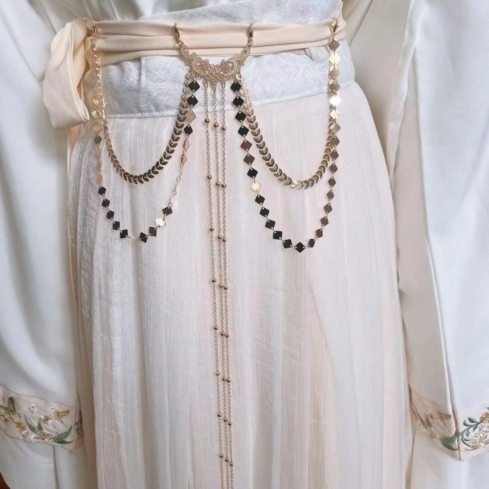 Vintage Fairy Long Tassel Waist Pendant Hanfu Front Decor Exotic Style Pearl Tassel Waist Chain Accessories view 5