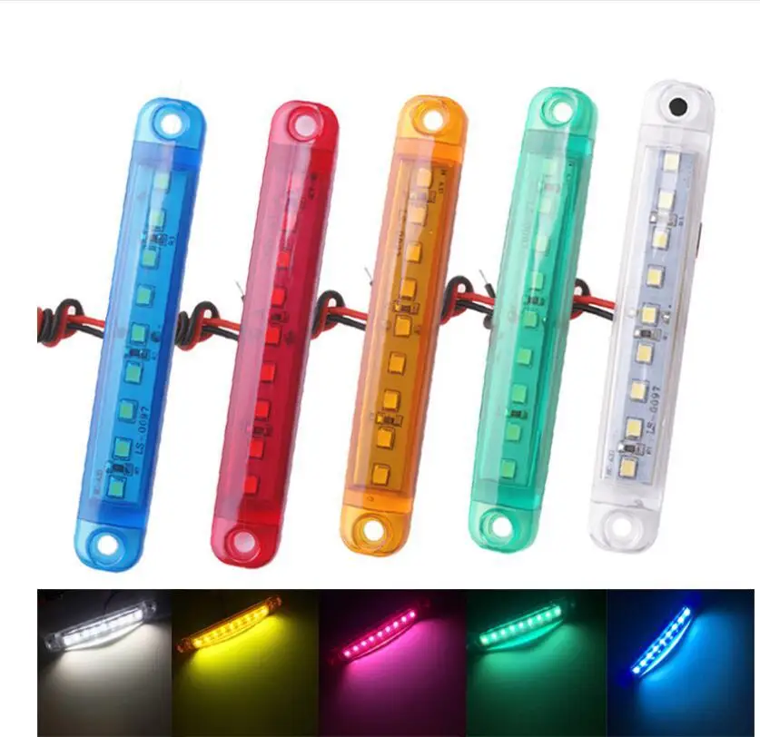 4/1PCS 9 LED Waterproof Side Warning Light Multicolor Truck Trailer Bus Van Lorry Width Lamp Signal Marker Bulb Lamp 12V 24V