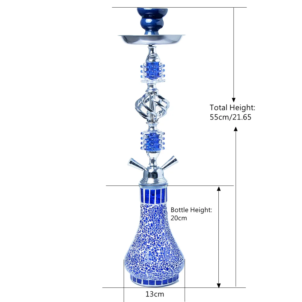 55cm Height Luxurious Arab Hookah Shisha with 4 Hose Pipe Arabian Chicha Set Bar Club Party Nargile Smoking Accessory Bowl Kit