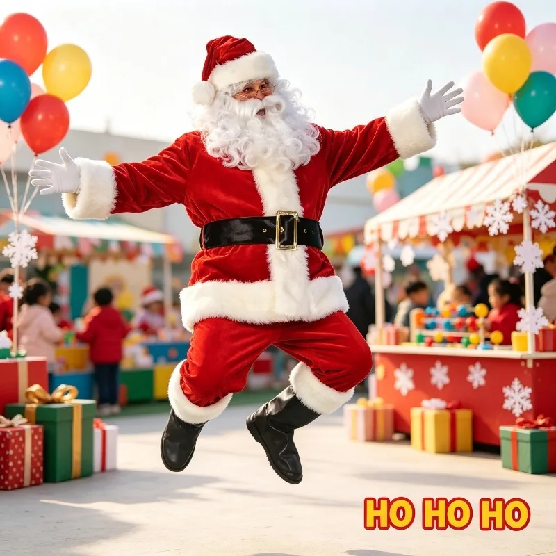 Conjunto de 5 Piezas de Disfraz de Papá Noel para Adultos con Gorro, Traje de Papá Noel, Disfraz de Juego de Roles para Hombre