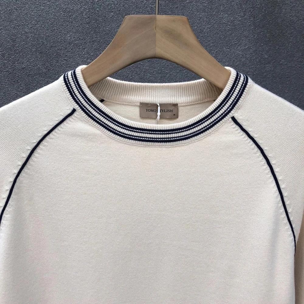 メンズ長袖ストライプセーター,カジュアルニット,キャンパススポーツ,対照的な色,春のファッション,2022