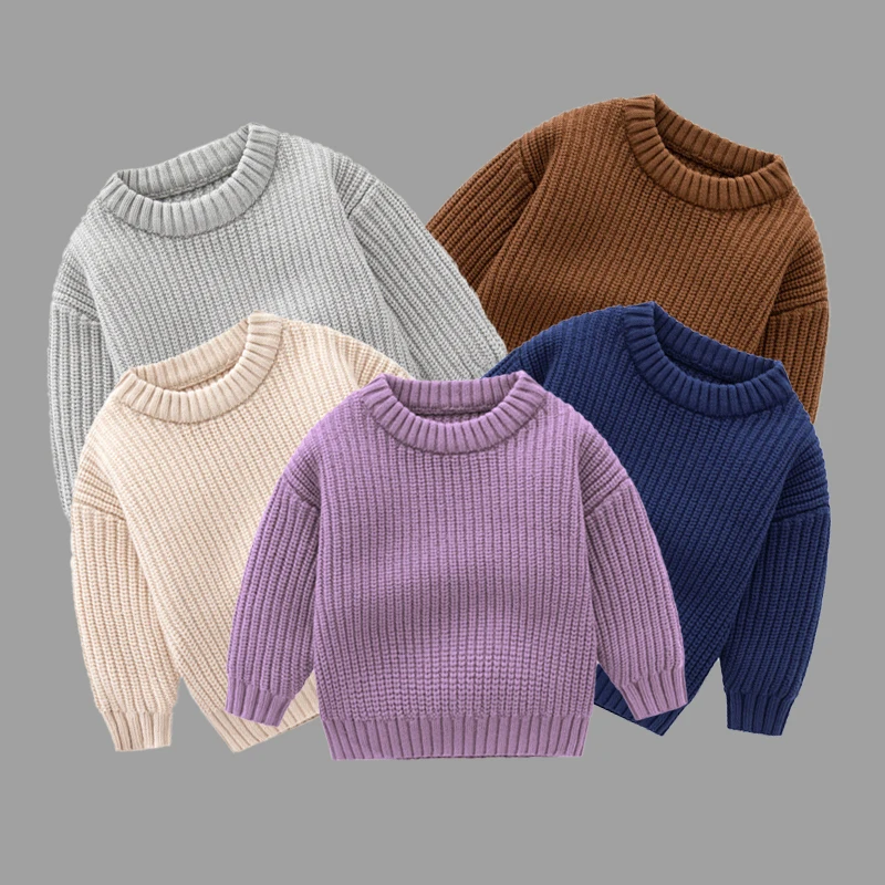 

2024 New Children Baby Loose Sweater Knitted Autum Winter Baby Girl Clothes Round Neck Kid Toddler Girl Boy Pullover Outerwear