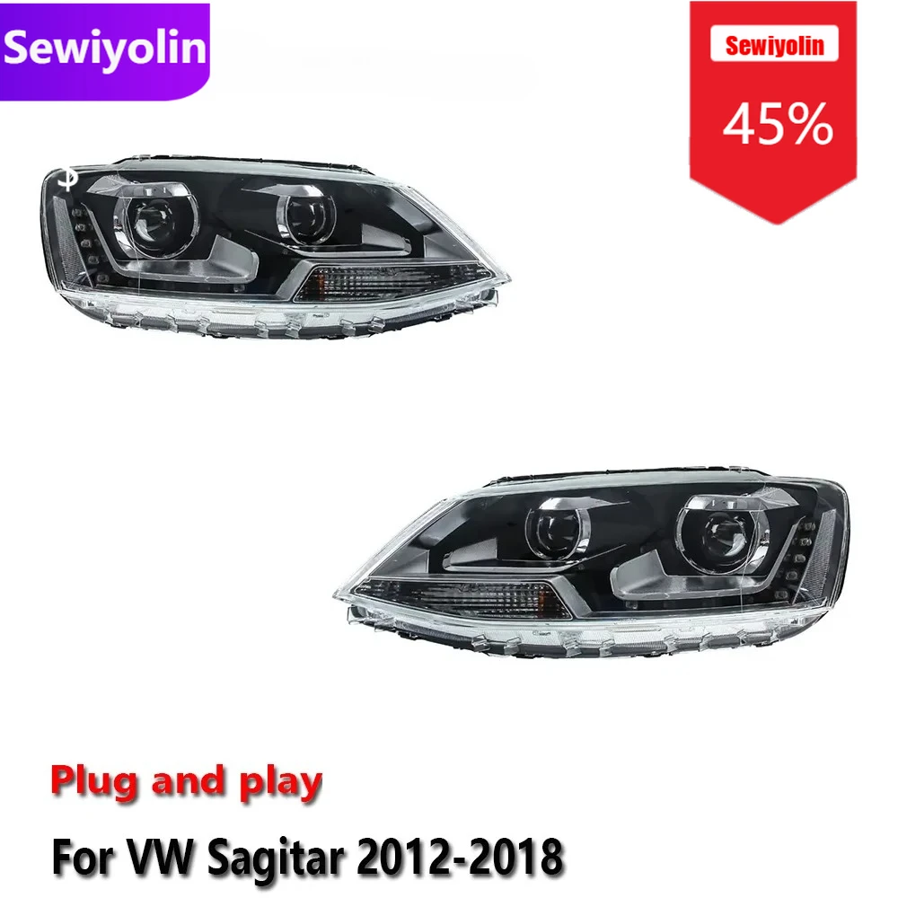 

Car DRL LED Headlight Assemblies For Volkswagen Sagitar 2012-2018 Fog DRL Brake Turn Signal Lamp Plug And Play