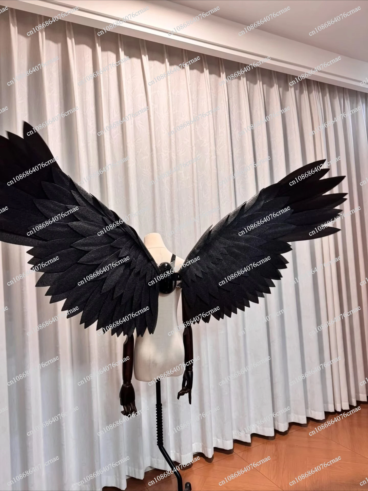 Black Remote Control Giant Electric Angel Wings Movable Mechanical Wings Cosplay Party Stage Photography Halloween Costume Prop