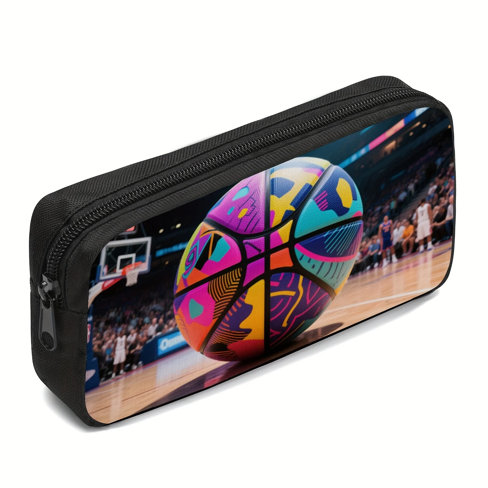 

A Single-Layer Pencil Case with a Vibrant Basketball Design, Durable And Portable for Storing Stationery. Ideal for School
