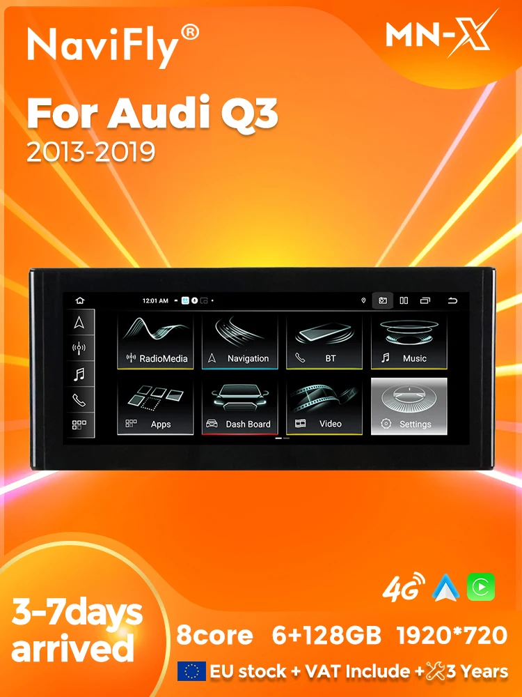 MEKEDE Android 14-stereo auto-smartsystem compatibel met Audi Q3 2013-2019 Draadloze CarPlay en draadloze Android Auto 4G WiFi GPS 10,25 inch multimedia videospeler achteruitkijkcameras - afbeelding 2