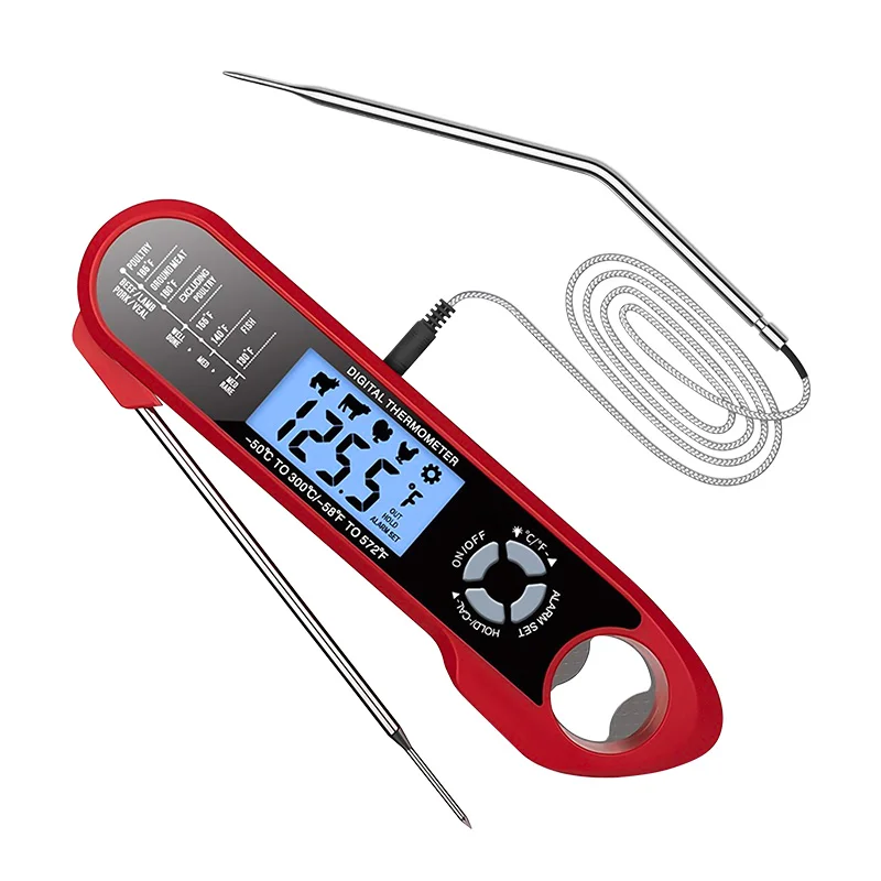 เครื่องวัดอุณหภูมิอาหารเนื้อสัตว์ทําอาหารดิจิตอลแบบพับได้อ่านทันทีสําหรับการย่าง