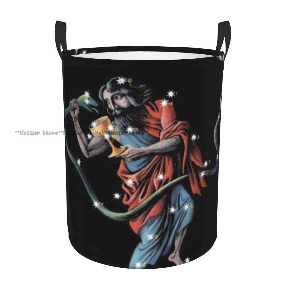 Dirty Laundry Basket Zodiac Constellation The Ophiuchus Serpentarius Folding Clothing Storage Bucket Home Waterproof Organizer