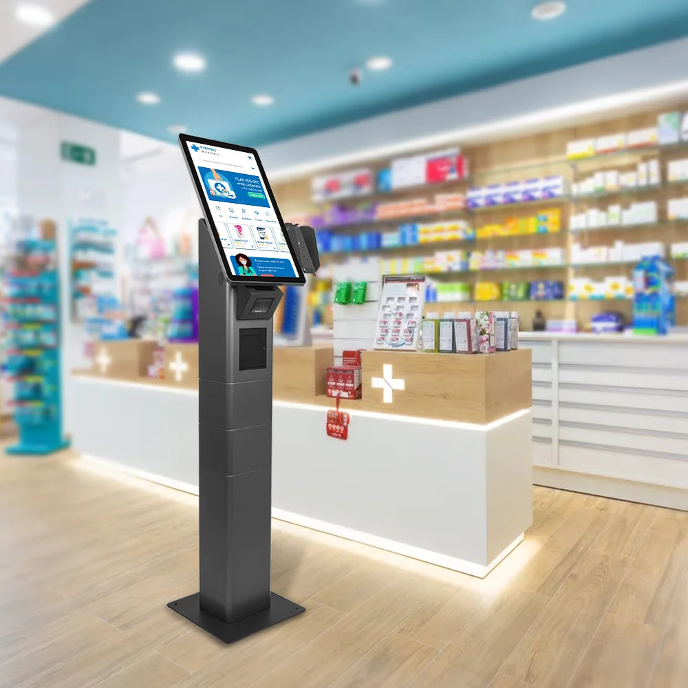 

Best Selling Floor Standing 21.5'' Capacitive Touch Screen Qr Barcode Scanner Self Service Kiosk Panel Pc for Hospital
