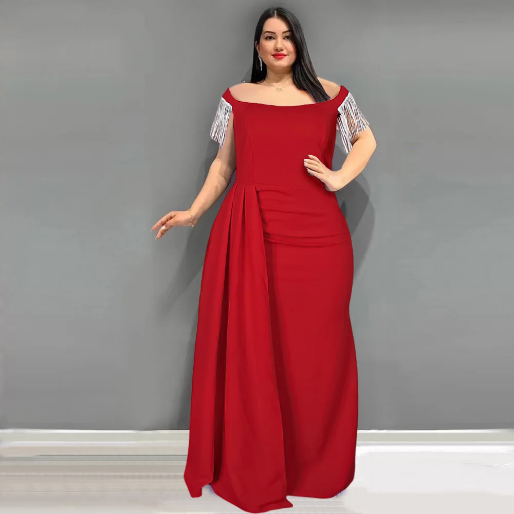 Large Size Vest Dr rican Tail Evening Gown Bridalmaid Long Skirt Cross-Border Women's Faion mid Waist Commute Sle