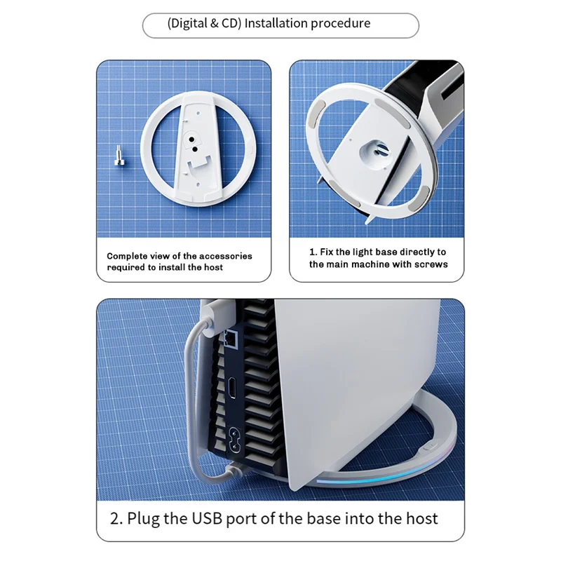 A10R Vertical Stand For PS5 Slim Console Disc And Digital Edition Holder RGB Base For Playstation 5 Slim