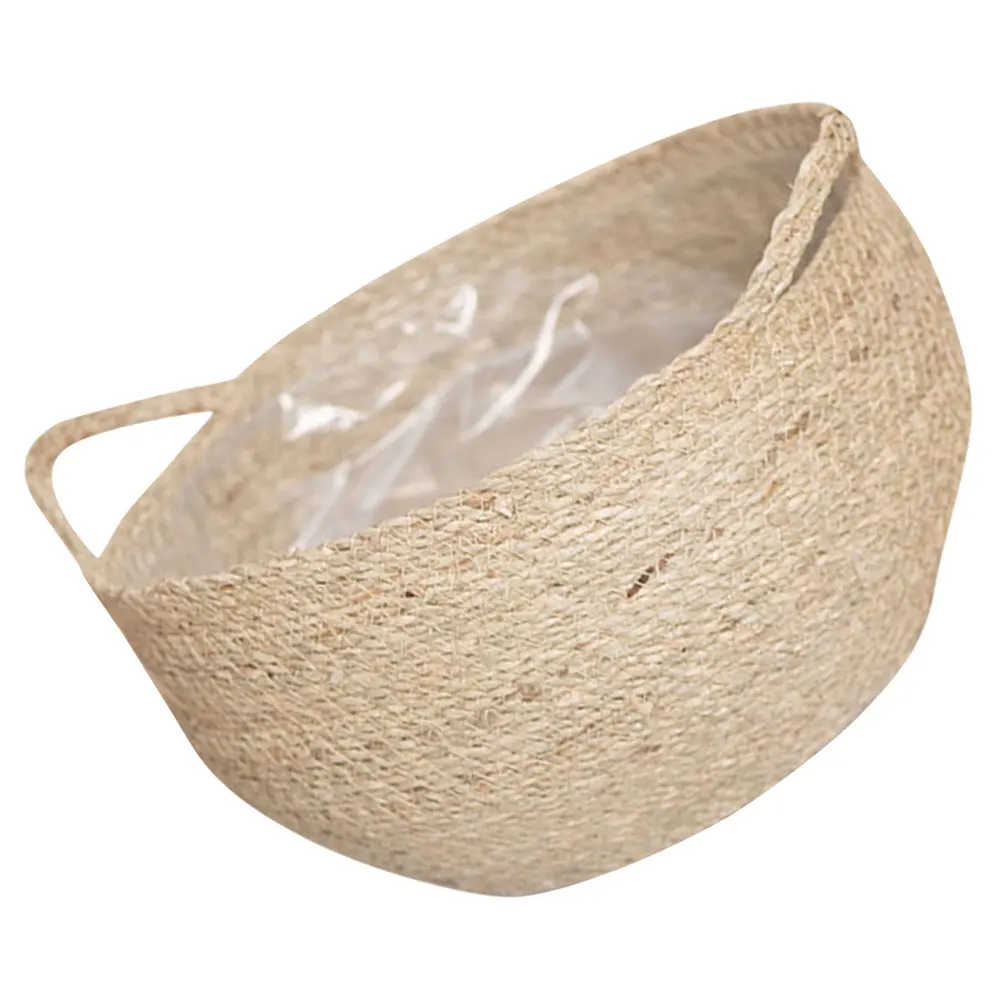 

Handmade Seagrass Woven Storage Basket Vintage Flower Planter For Home Wedding Office Multi-Use Portable Garden Decor