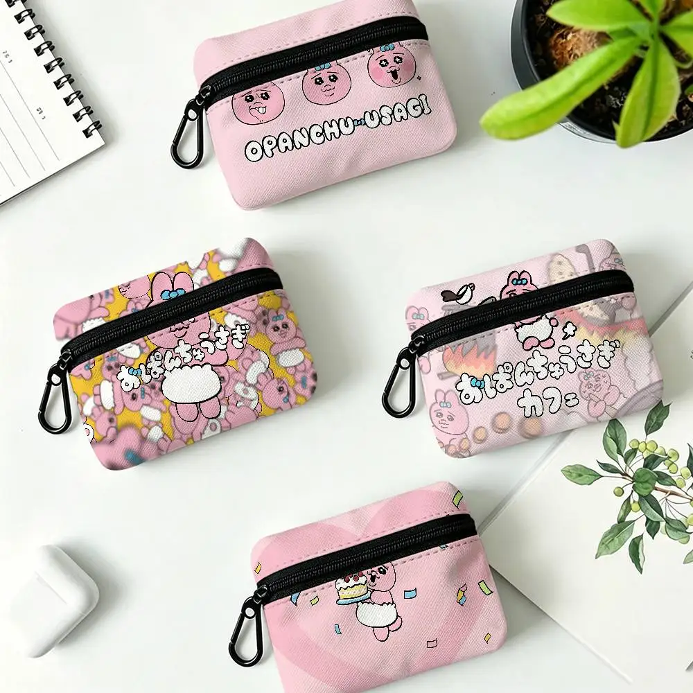 Kawaii O-Opanchu Usagi Oxford Fabric Mini Coin Wallet Smooth Zipper Hanging Design Multi-use Small Storage Bag For Travel
