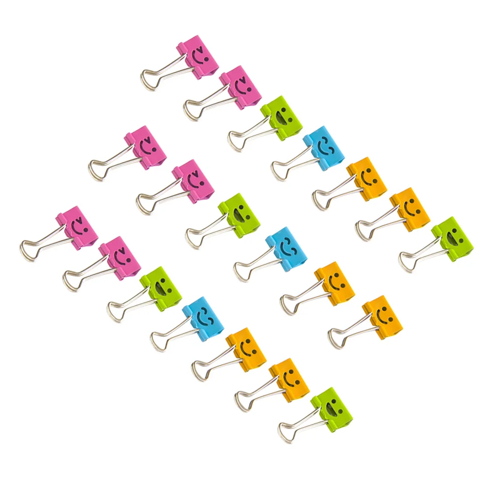 

40 Pcs 19mm Facial Expression Metal Binder Clips Hollow Paper Clamp Clips Dovetail Design Clamps for School Office (Random Color