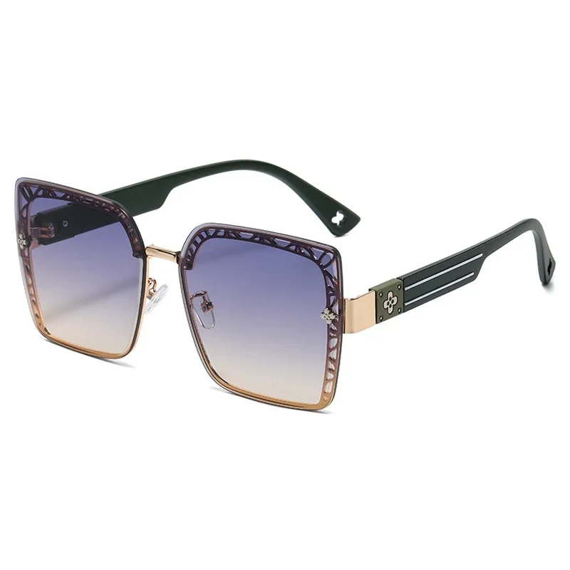 نظارات شمسية فاخرة على الموضة من VAKA للنساء والرجال، نظارات شمسية مربعة للجنسين بنمط الزهور UV400