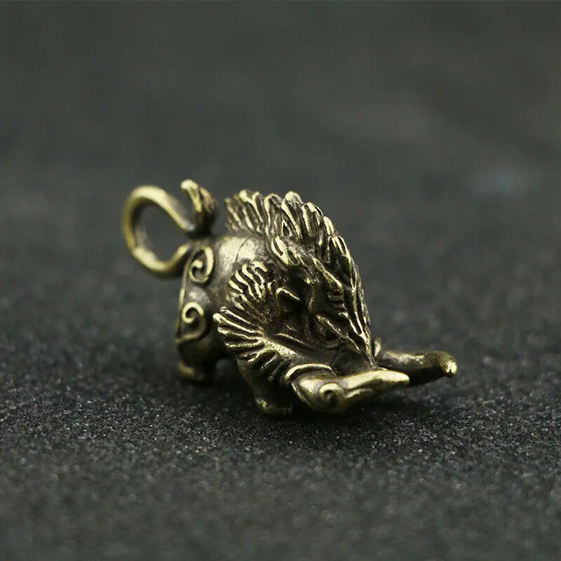 Solid Brass Wild Boar Figurine Small Statue Home Ornament Figurines Collectibles