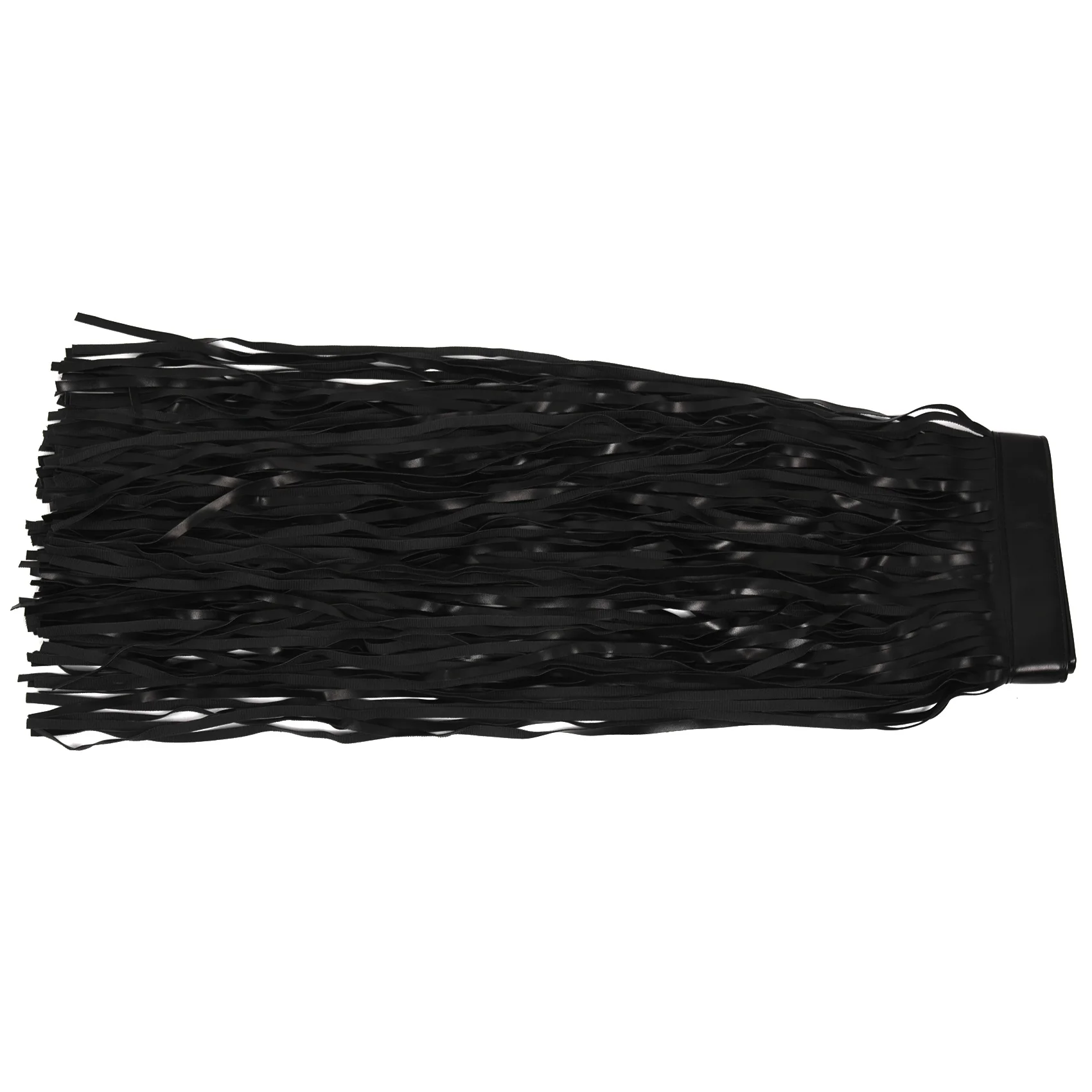 Women'S Tassels Leather Skirt Summer Fashion Adjusted PU Long Fringe Dress Belts Black