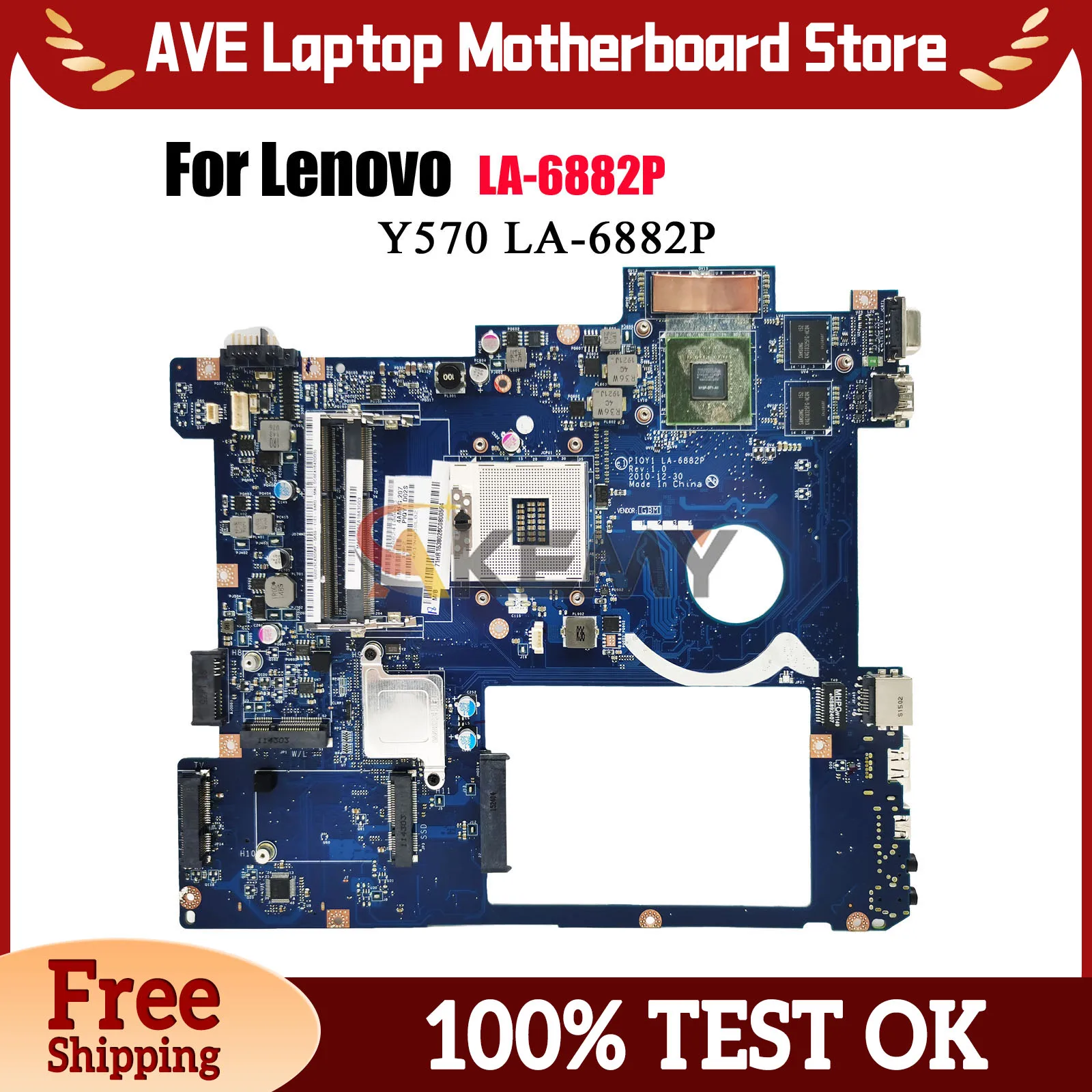 

LA-6882P для ноутбука Lenovo Ideapad Y570, материнская плата с HM65 GT550M 2 ГБ DDR3, 100% полностью протестирована