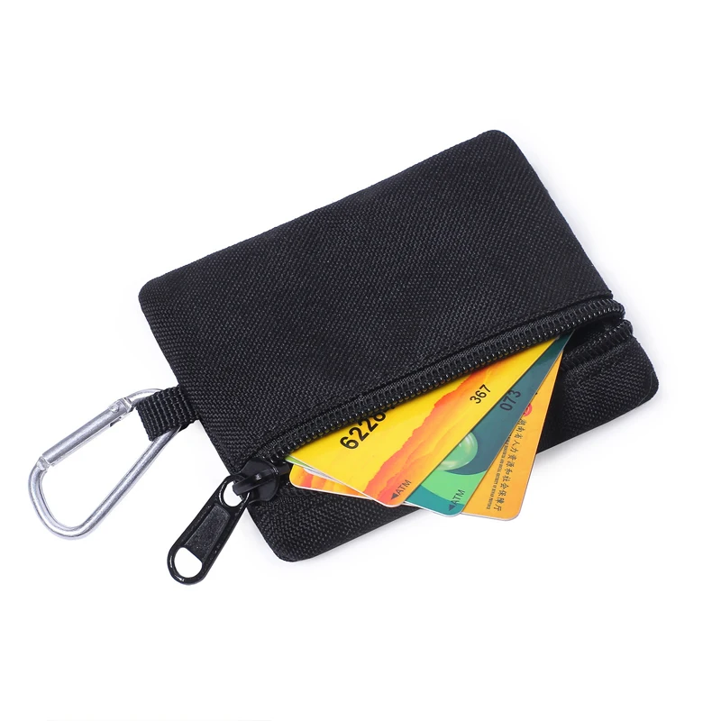 Outdoor Small Waist Pouch Key Wallet Mini Portable Key Card Case Travel Zipper Belt Bag Tactical Purse Coin Purse With Carabiner