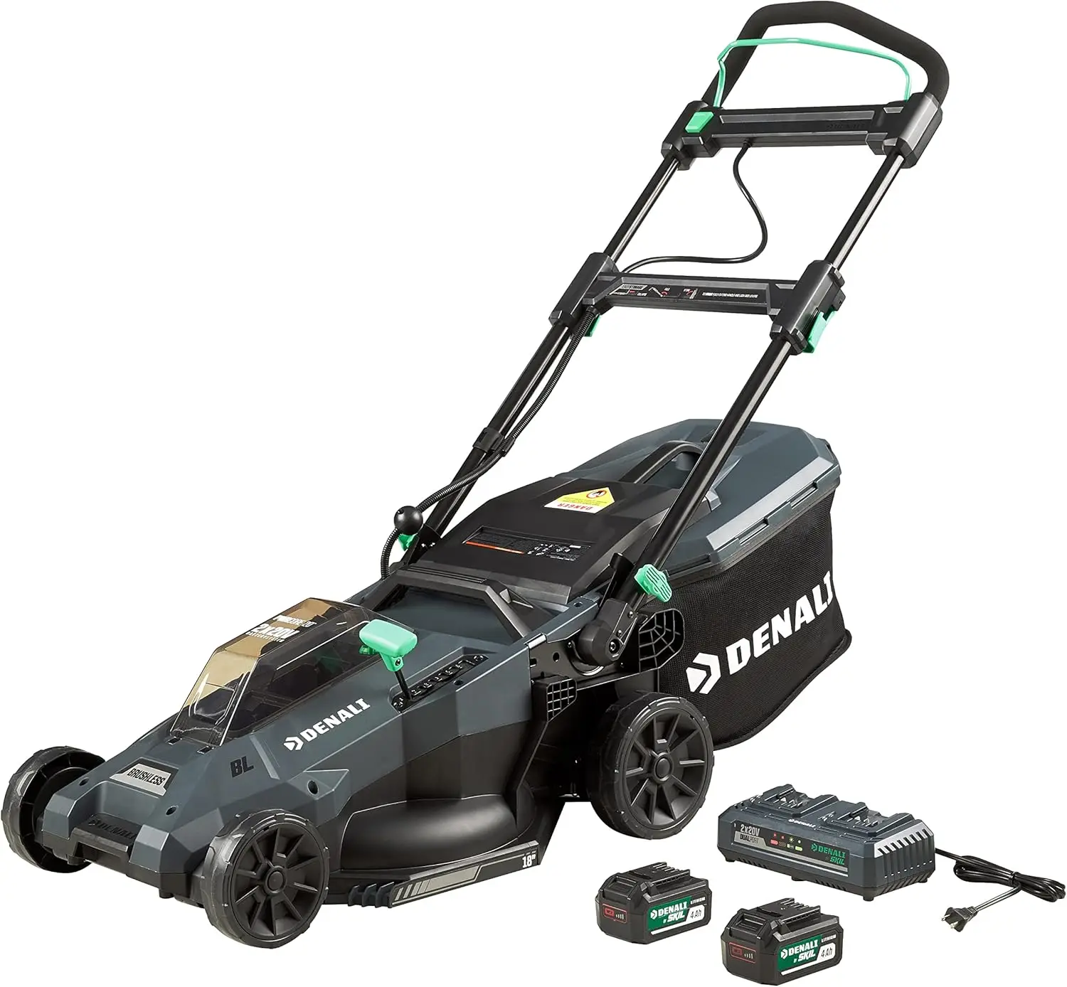 - By Skil 2 X 20V (40V) Brushless 18-Inch Push Lawn Mower Kit, Includes Two 4.0 Ah Lithium Batteries & Dual Port Charger