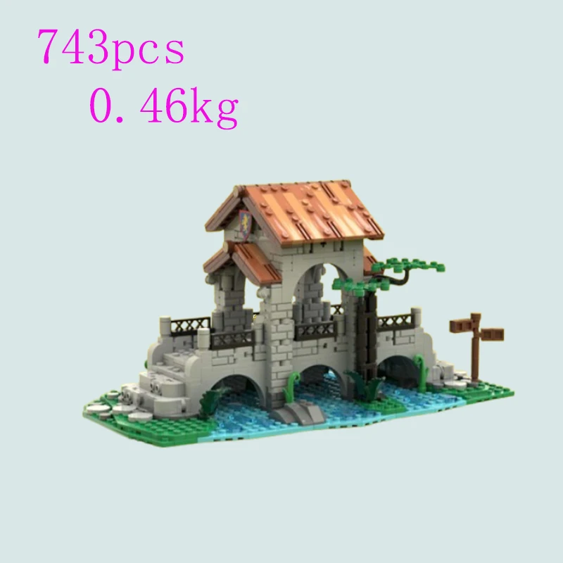 Spot kleine deeltjes assemblage bouwstenen MOC-148116 153931 middeleeuwse rivierooster brug DIY educatief speelgoed assemblage mod