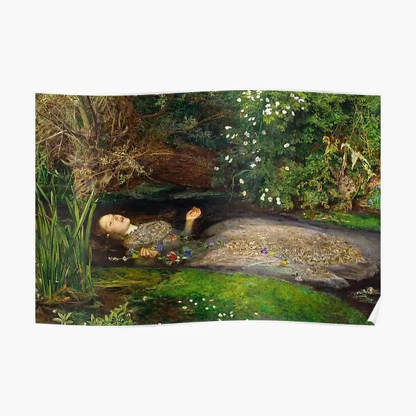 Ophelia Painting By John Everett Millais  Poster Art Print Picture Decoration Painting Vintage Room Wall Mural Decor No Frame